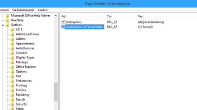 Outlook hata iletisi dosya oluşturulamıyor